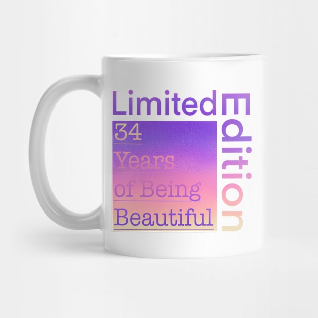 34 Year Old Gift Gradient Limited Edition 34th Retro Birthday by Designora